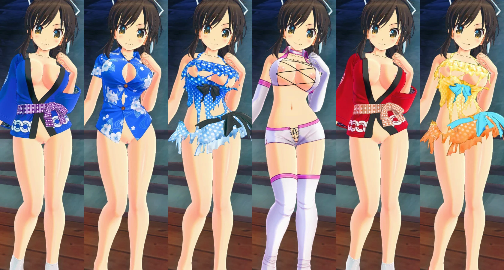 閃乱カグラ Burst Re:Newal Braless Costumes Pack 4-4.7z mod