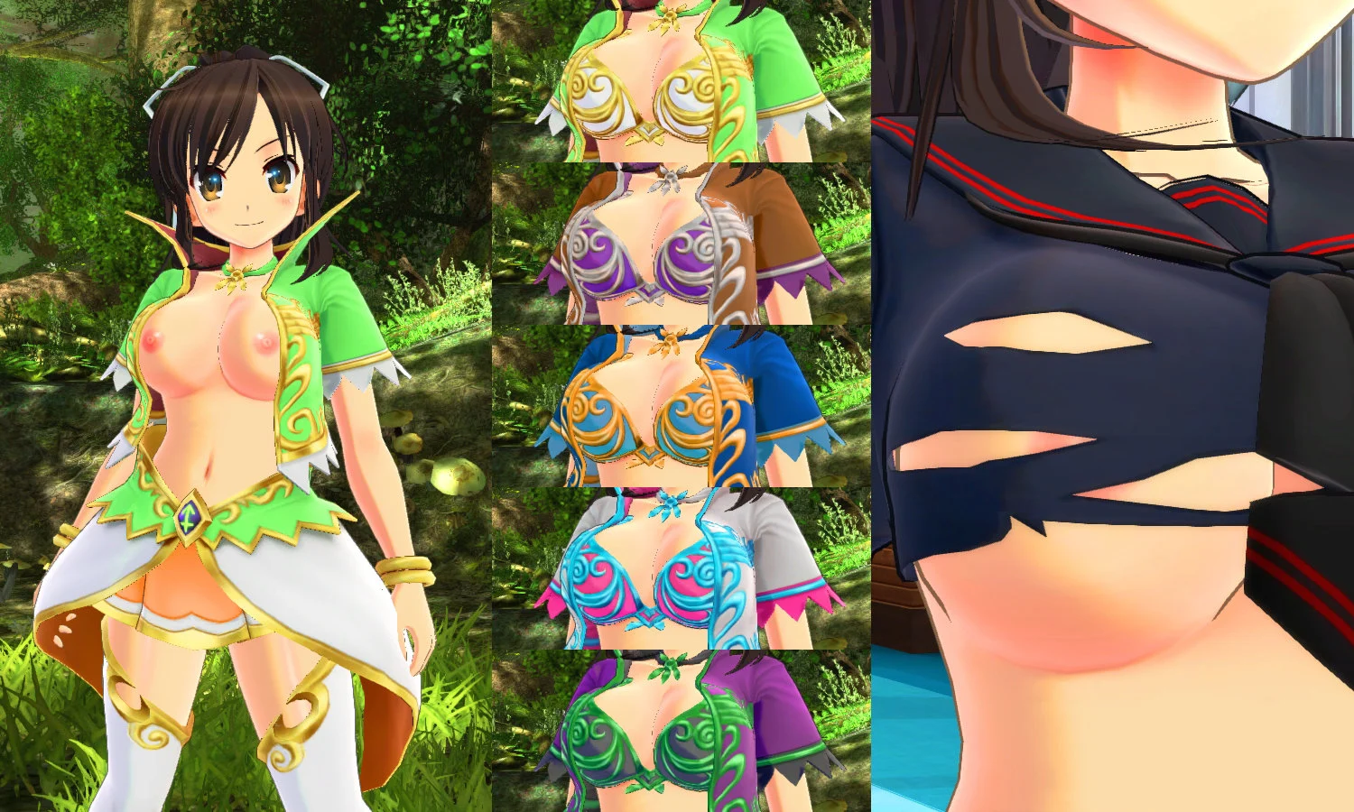 閃乱カグラ Burst Re:Newal Braless Costumes fix and option mod