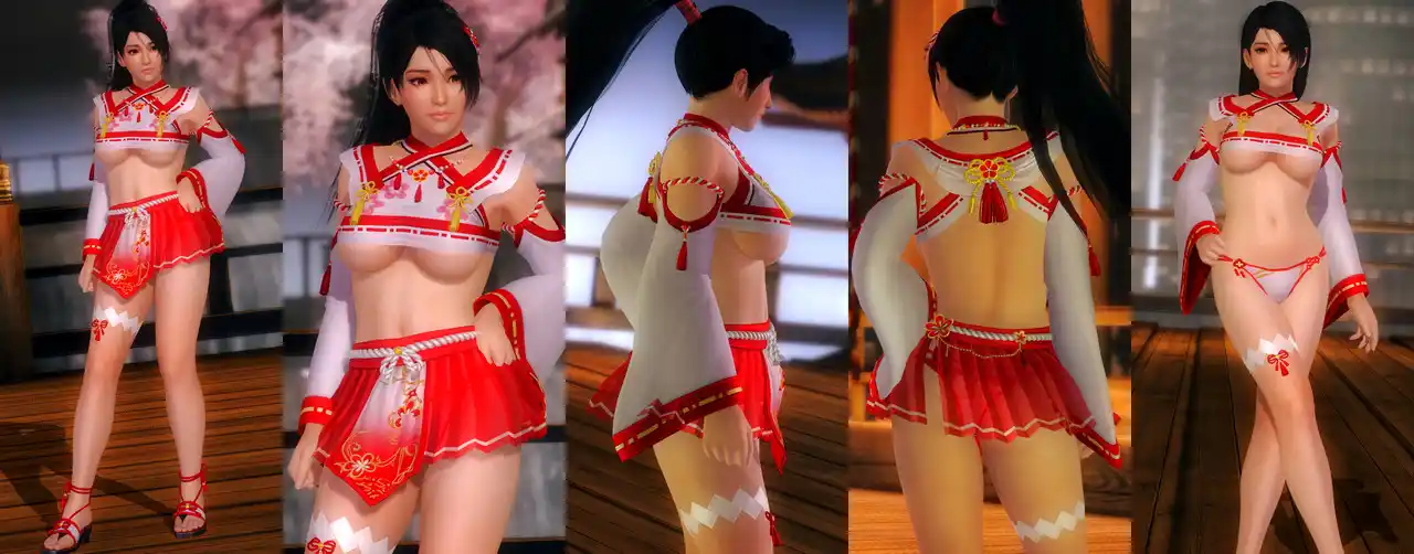 デッドオアアライブ5ラストラウンド 紅葉 Momiji DOAXVV Red Plum Shrine Visit mod
