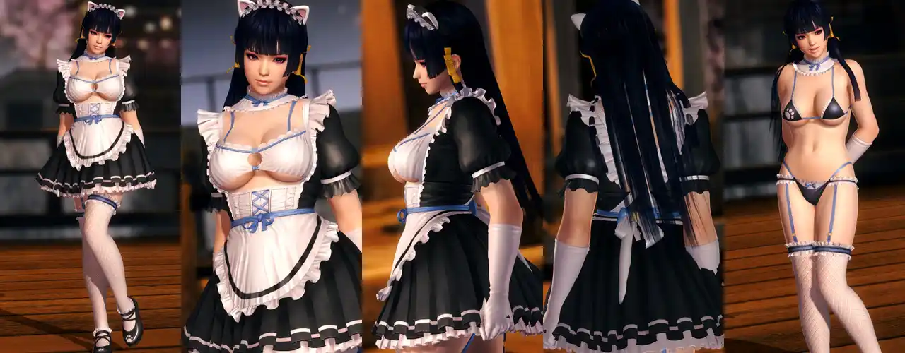 デッドオアアライブ5ラストラウンド 女天狗 Nyotengu DOAXVV Whimsical Nyan Maid White mod