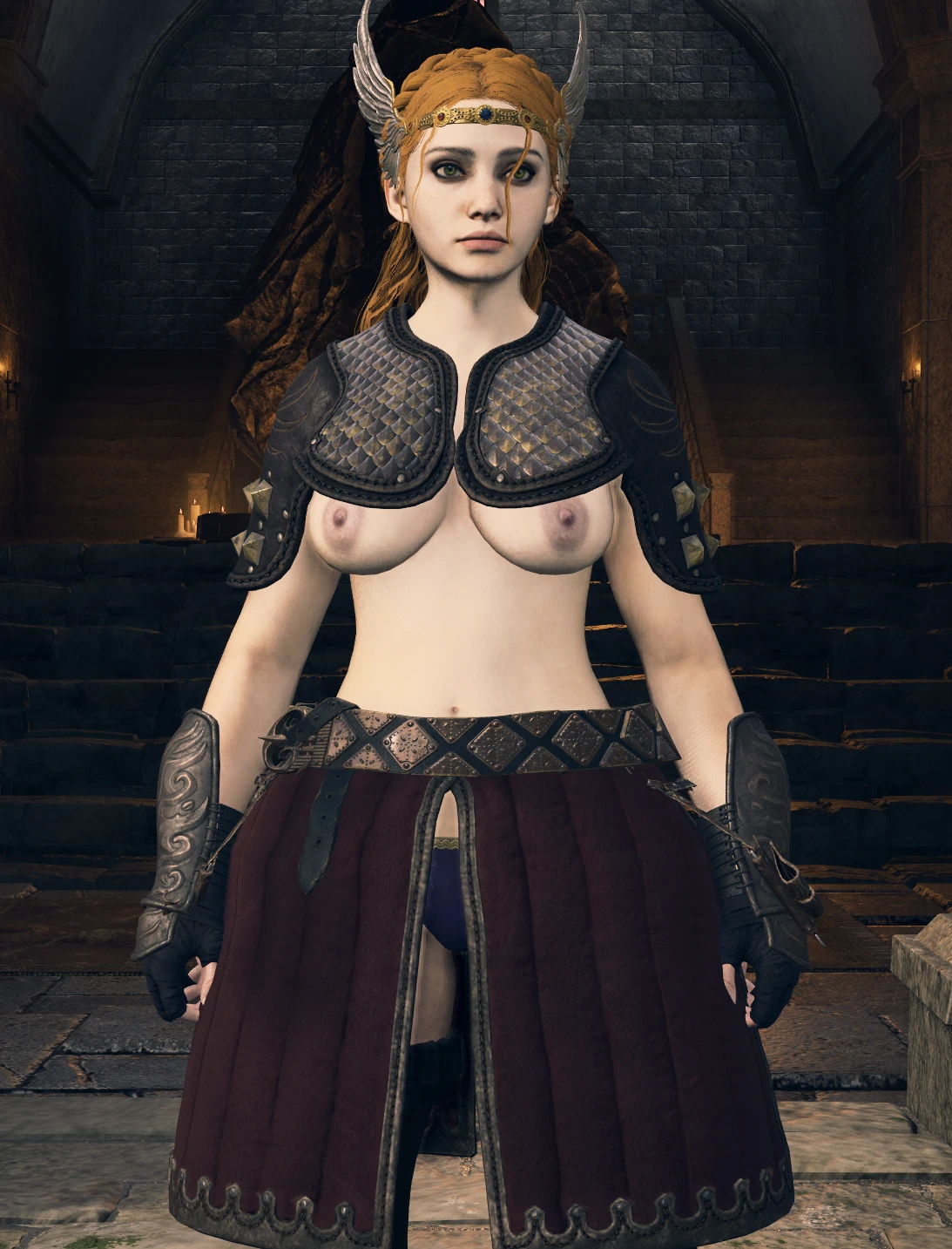 ドラゴンズドグマ2 Burgundy Coat without top and sleeves mod