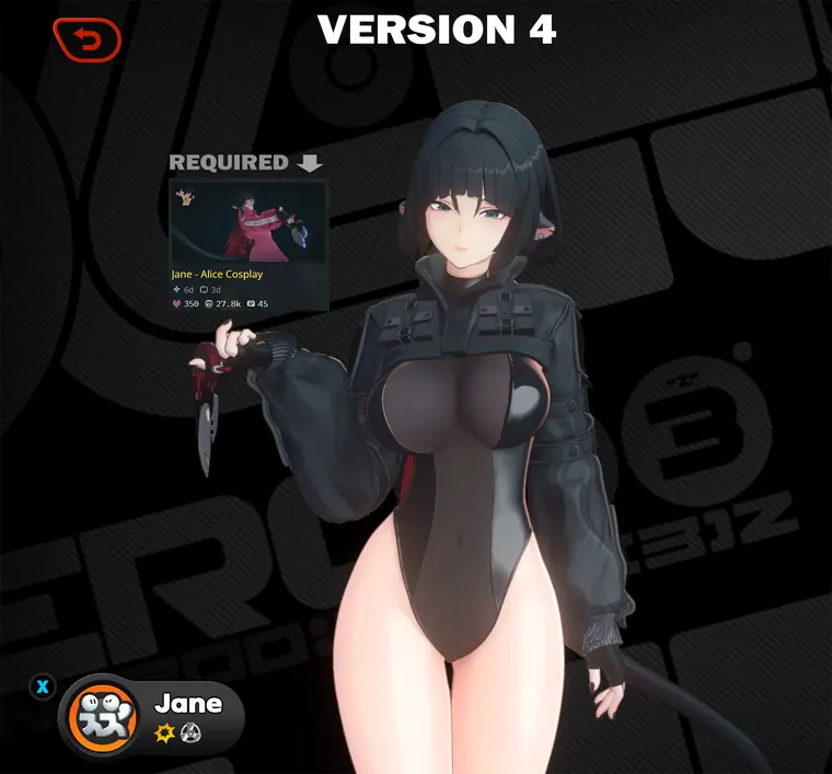 ゼンレスゾーンゼロ ジェーン mod Jane - Alice Cosplay - Black Nylon Textures