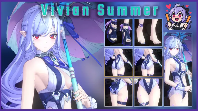 ゼンレスゾーンゼロ ビビアン mod Vivian Summer - Outfit Toggles &amp; Barefoot