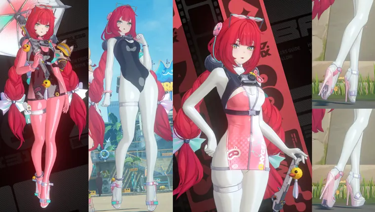 ゼンレスゾーンゼロ 柚葉 mod Yuzuha Latex Swimsuit &amp; Ballet Heels