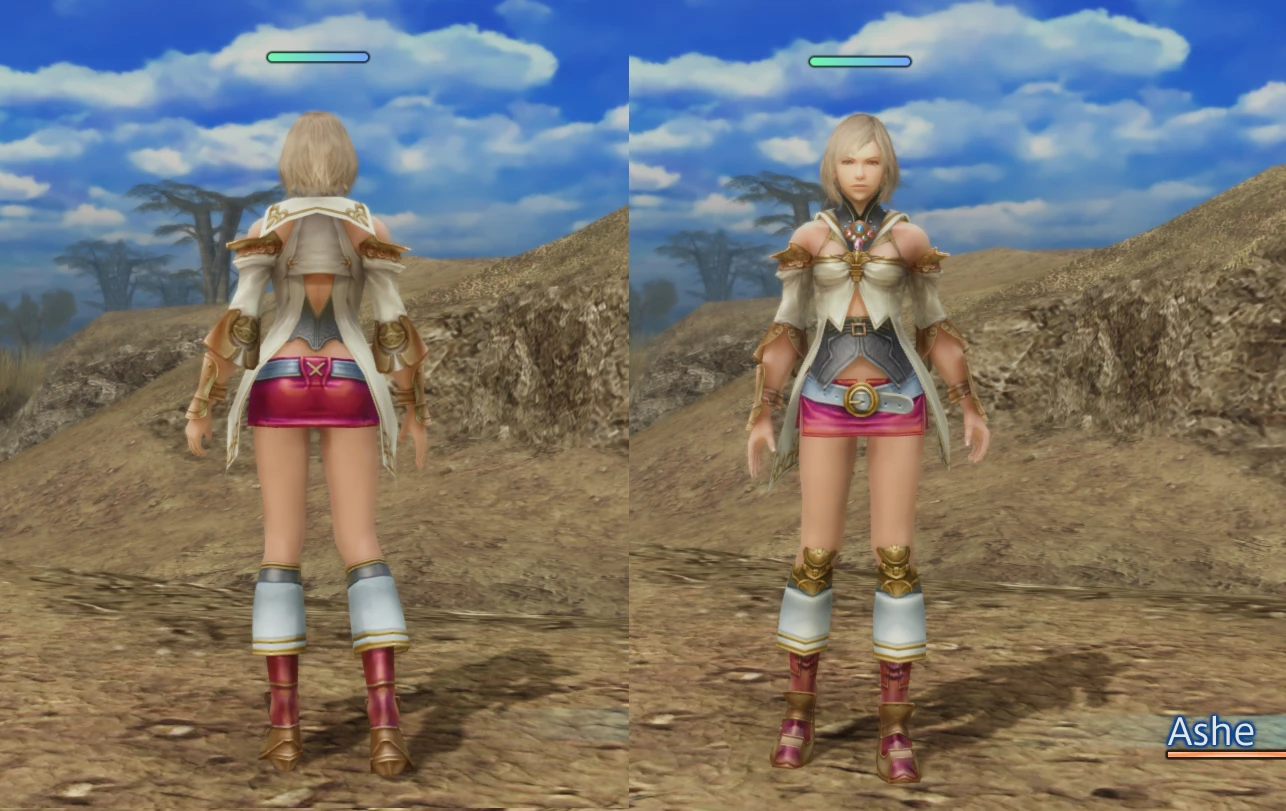 FF12 Ashe Shows More Thigh and Outfit Recolors mod