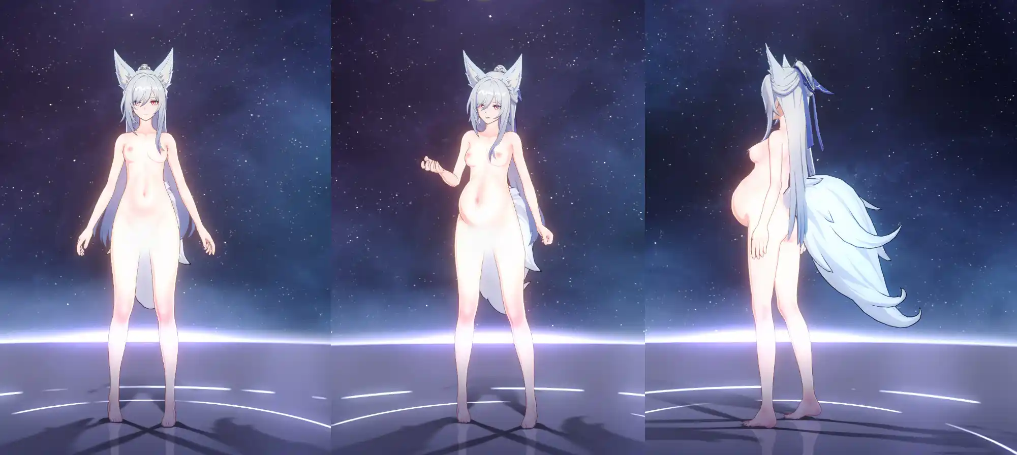 崩壊スターレイル 鏡流 mod Fox Jingliu. Nude and pregnant