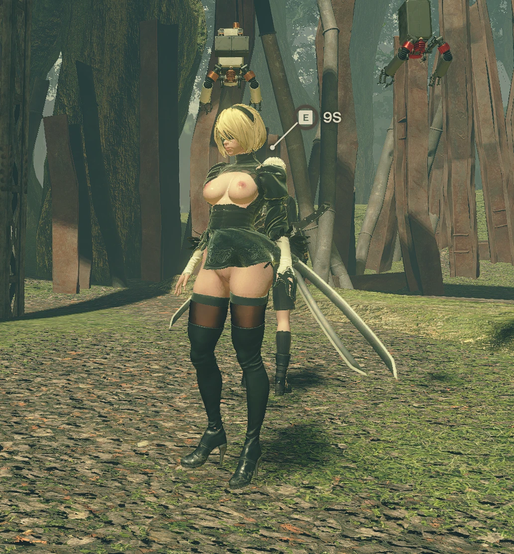 ニーアオートマタ 2B mod 2BBE Nude Wet with Physics Super Short Skirt and Transparent Skirt