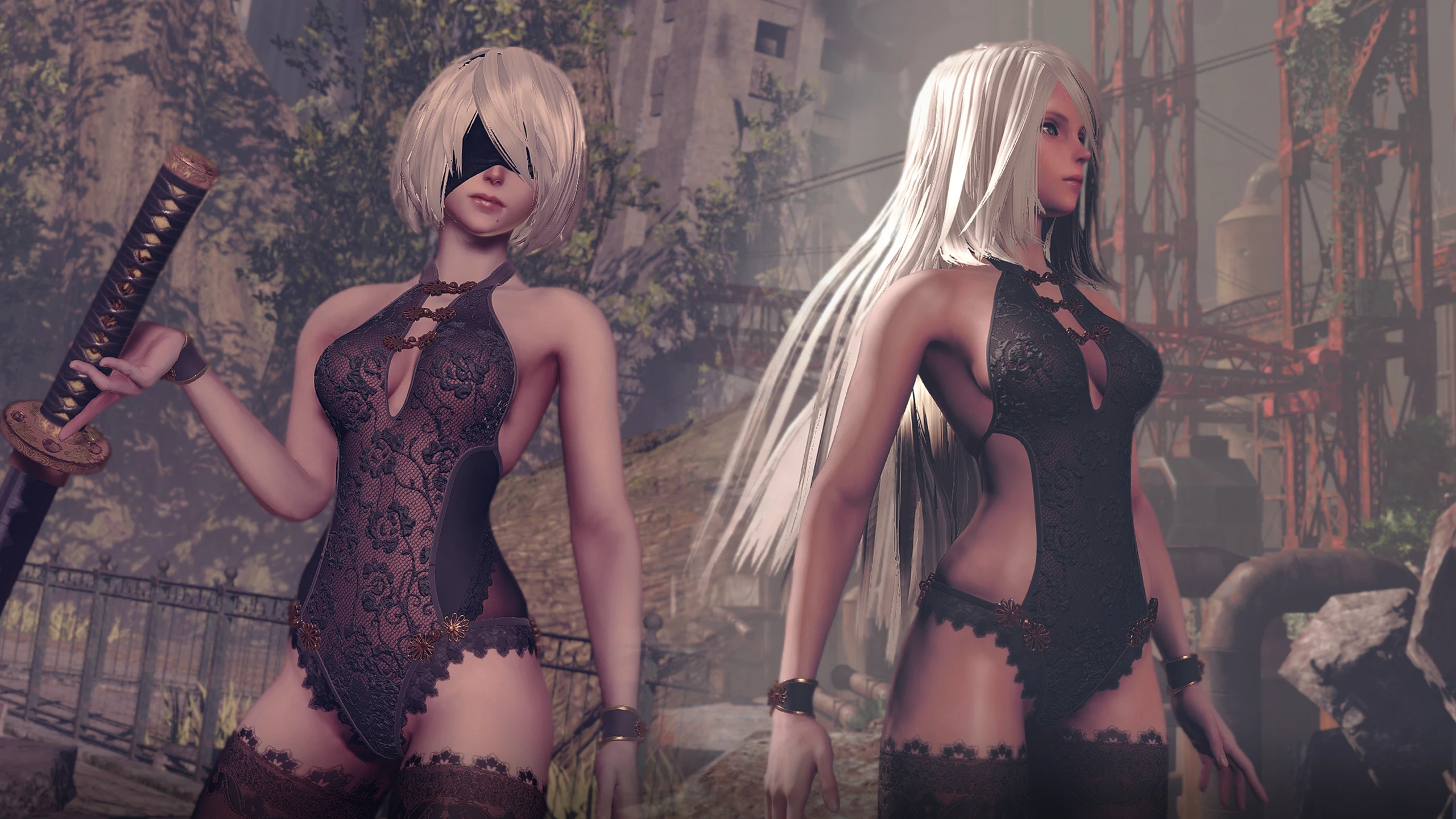 ニーアオートマタ 2B mod 2B-A2 in Black Pearl Suit (Stellar Blade)