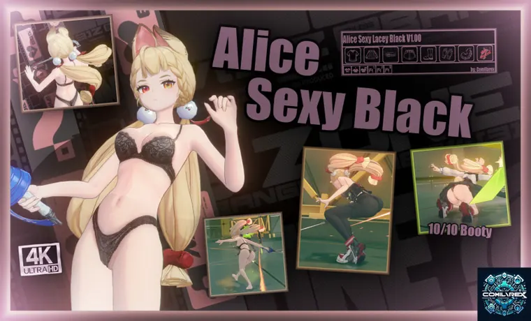 ゼンレスゾーンゼロ アリス mod Alice Sexy Black Lingerie 4K + Dressup