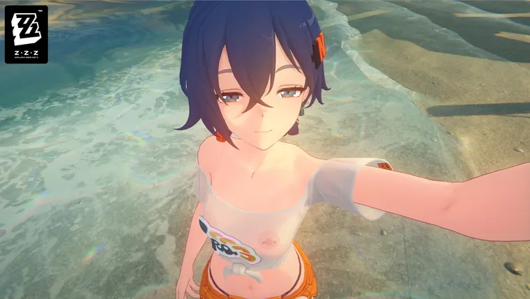 ゼンレスゾーンゼロ リン mod Topless Belle Swimsuit w/ Nipple Piercings