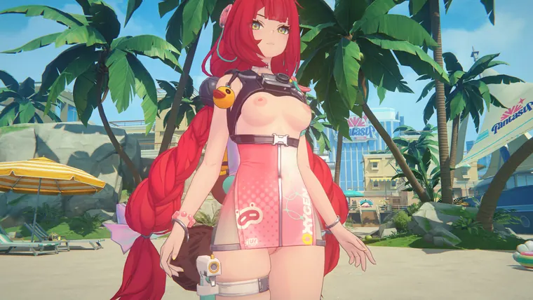 ゼンレスゾーンゼロ 柚葉 mod Yuzuha - Tanuki in Broad Daylight: Half Nude Mod