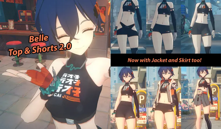 ゼンレスゾーンゼロ リン mod Belle Top &amp; Shorts