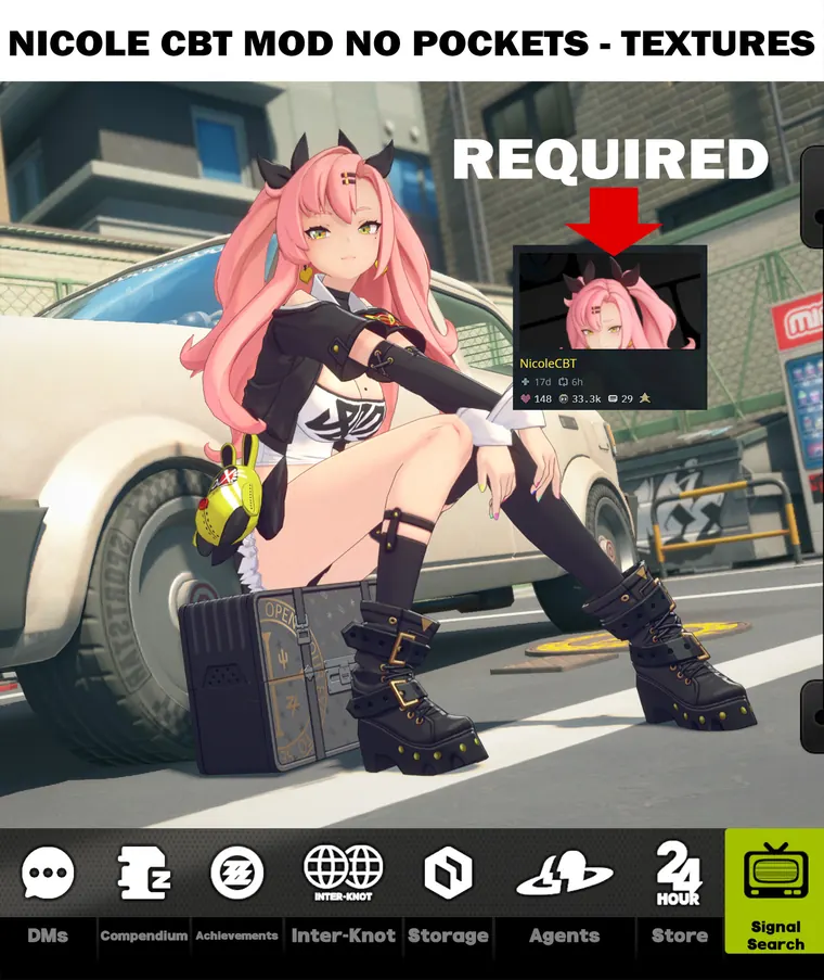 ゼンレスゾーンゼロ ニコ mod Nicole CBT mod No Pockets Textures