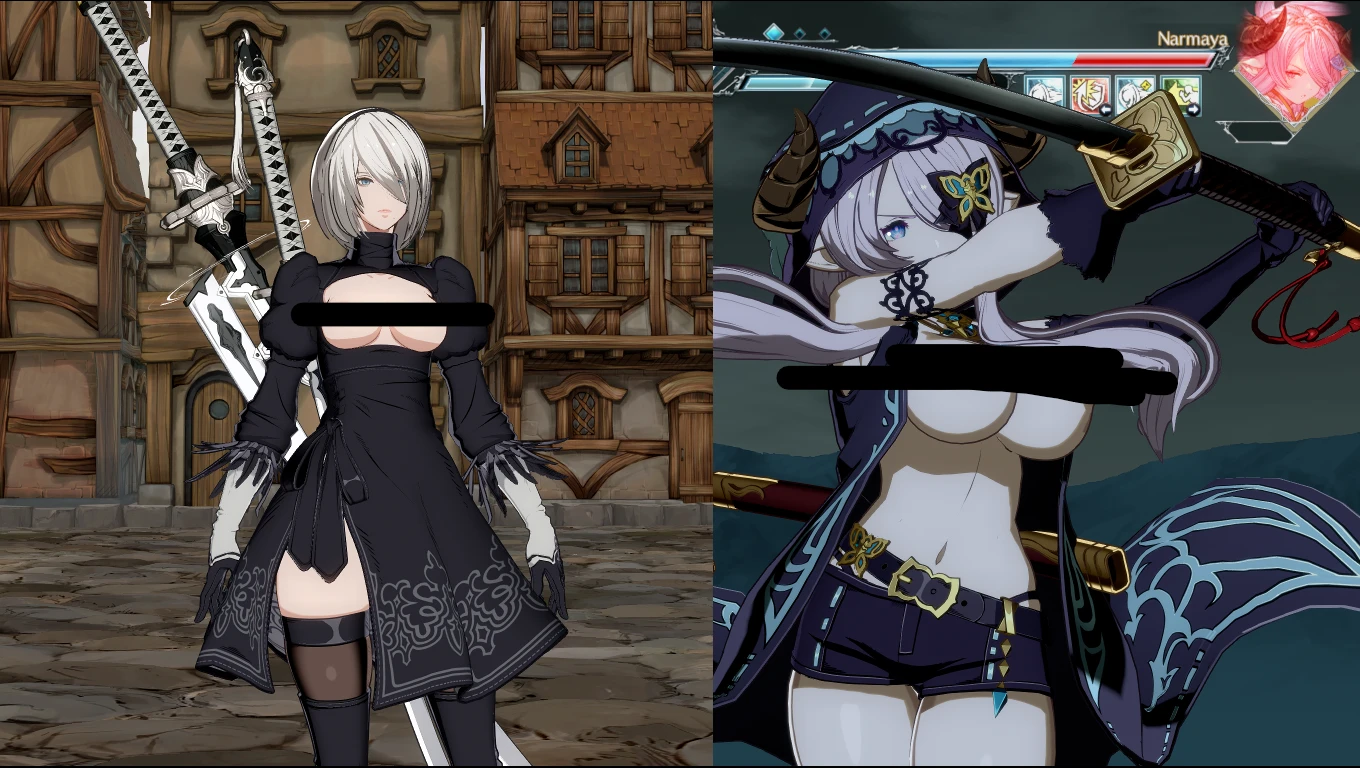 GBVSR 2B 2B and Narmaya02 Topless and Exposed mod
