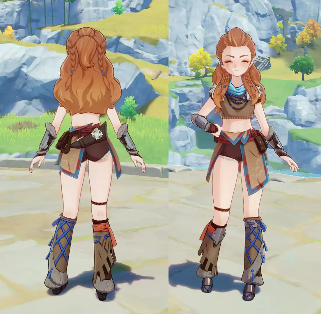 原神 アーロイ Aloy Midriff & Shorts mod