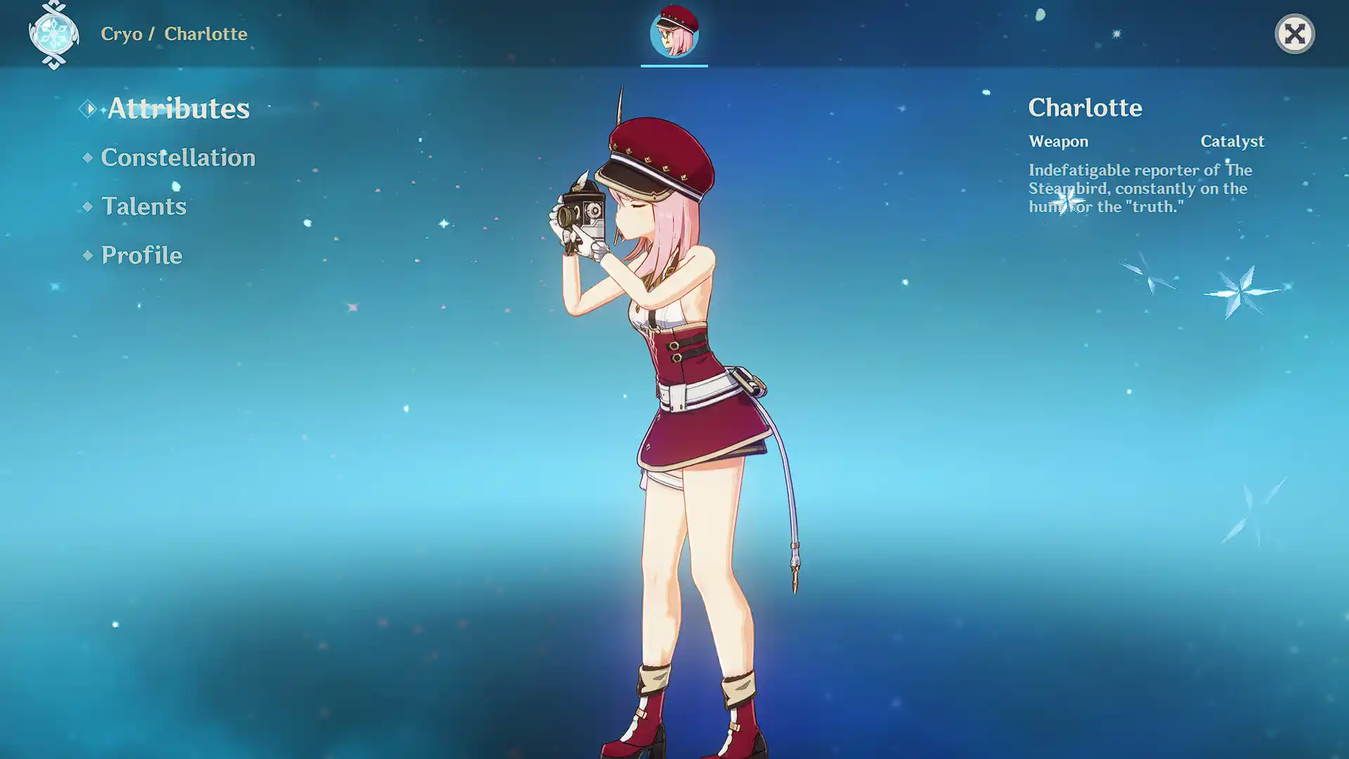 原神 シャルロット Sleveless, Hatless and Monocless Charlotte mod