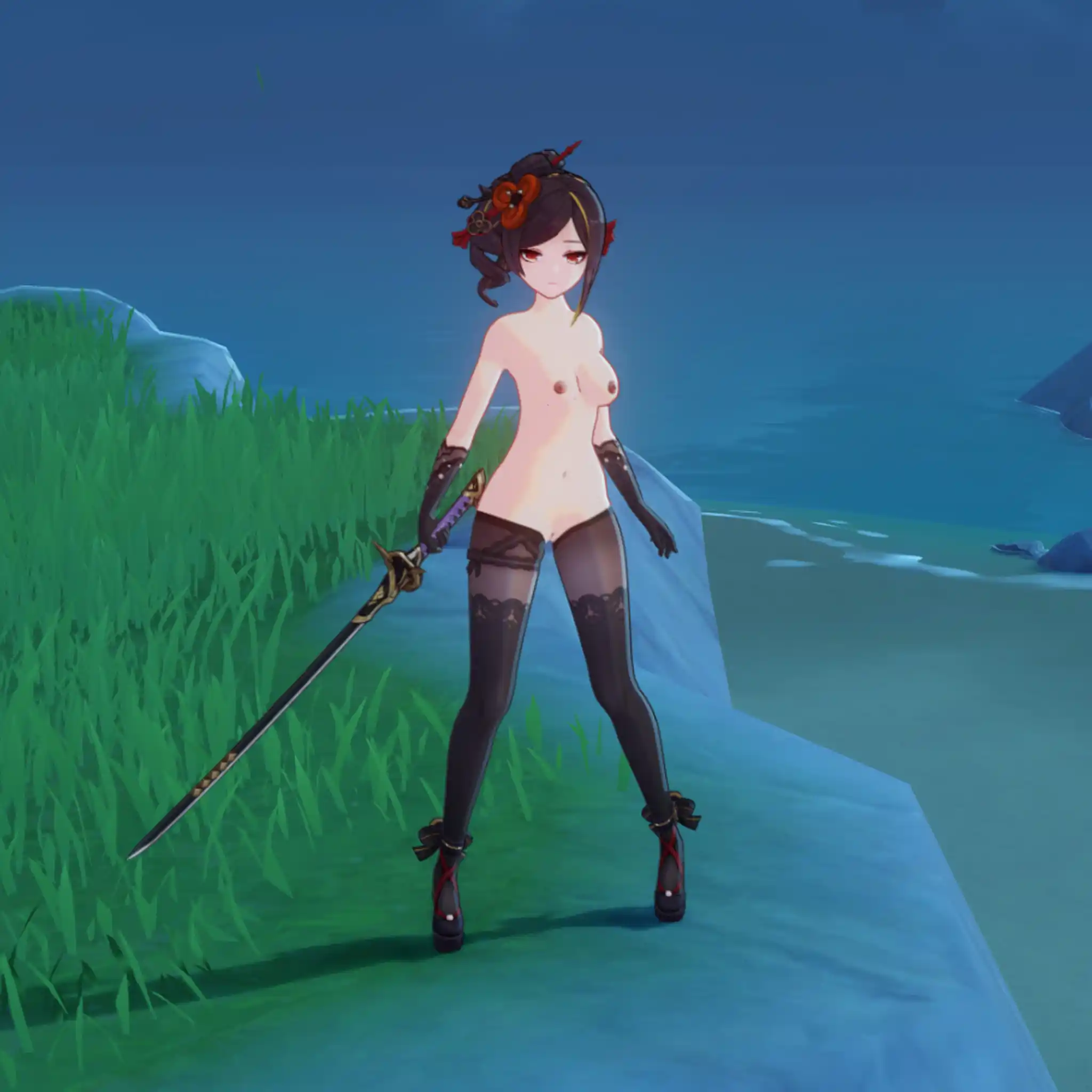原神 千織（ちおり） Chiori nude body mod