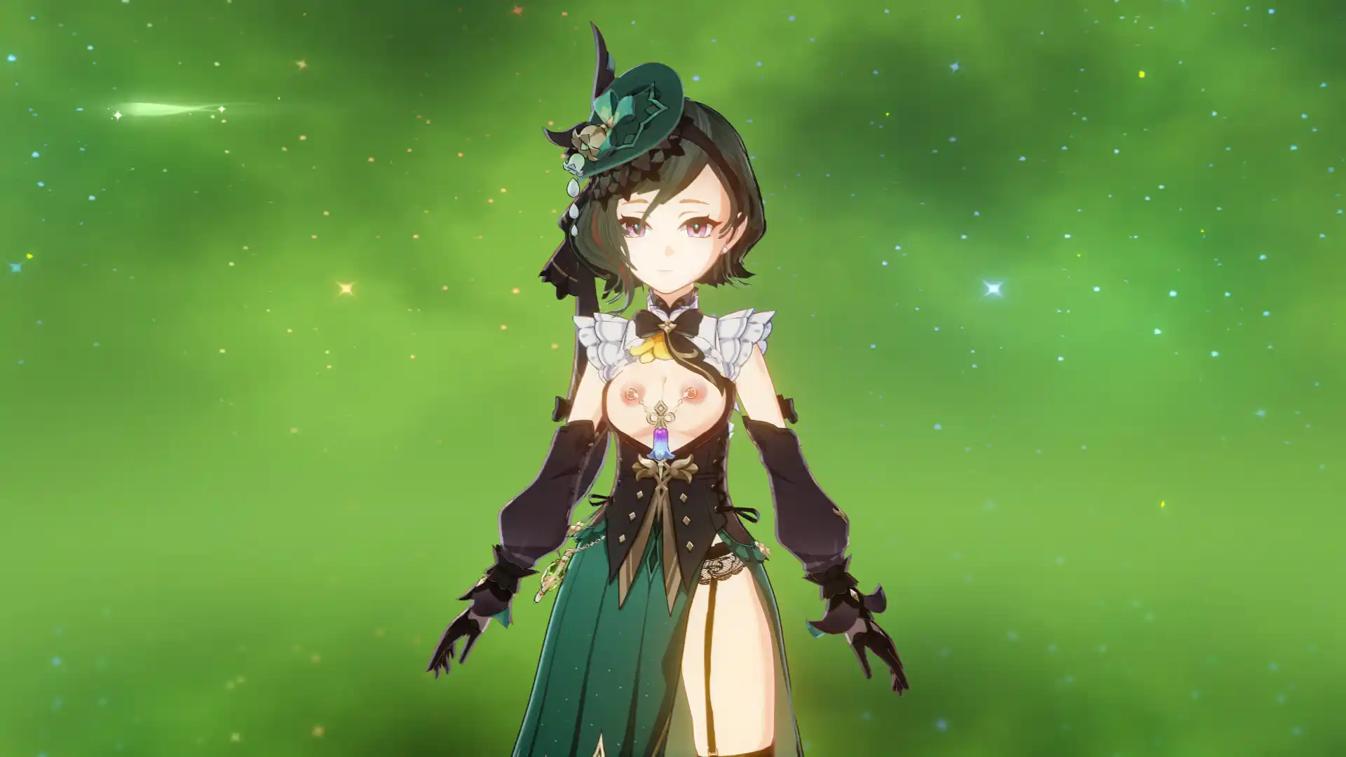 原神 エミリエ Emilie with Nipple Piercings and Lingerie Mod mod