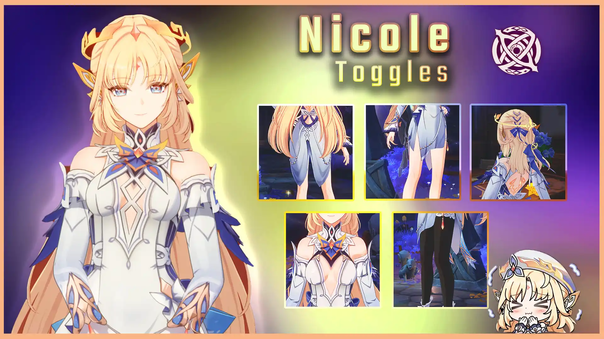 原神 ニコ Nicole Toggles - Crown & Bare Legs mod