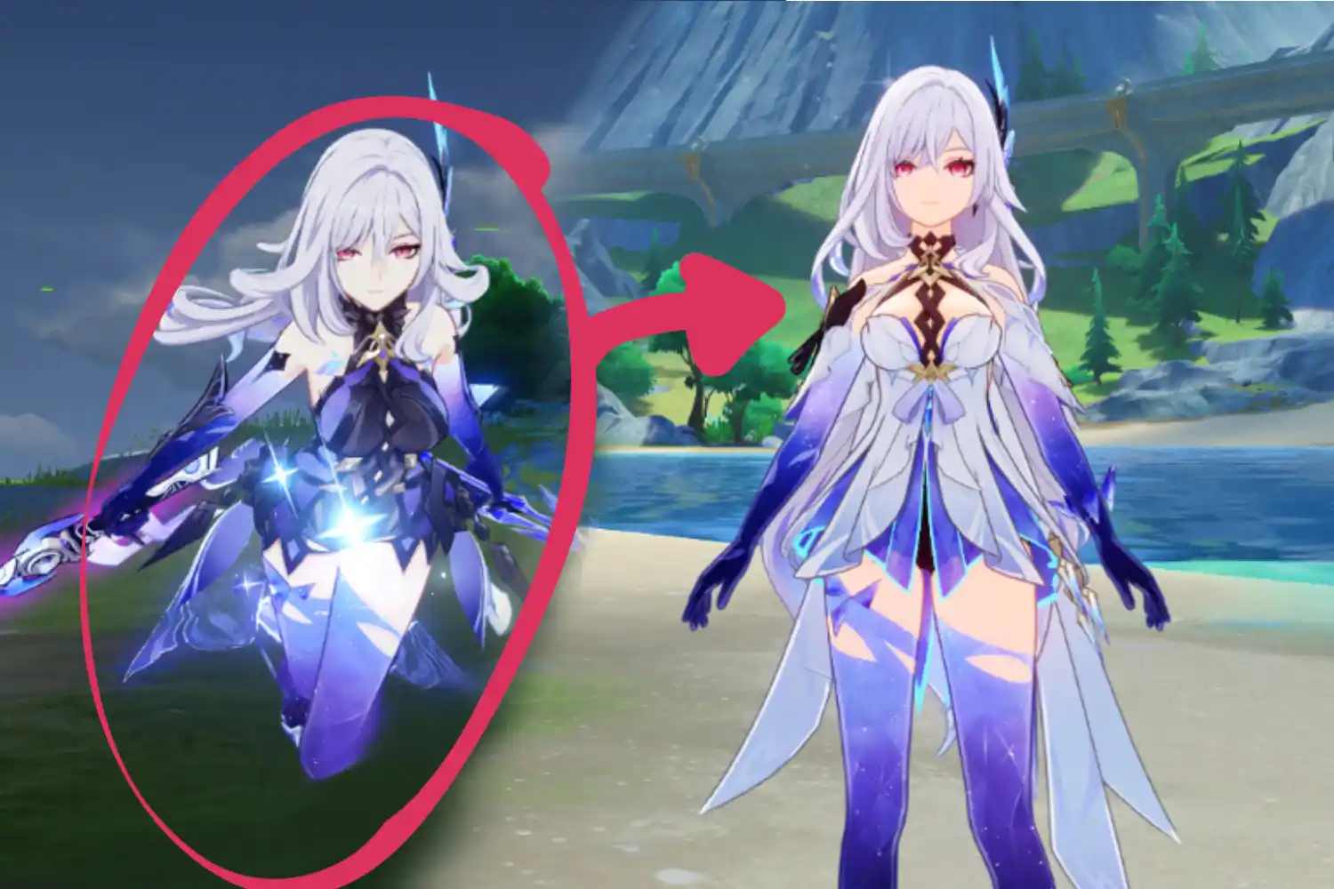 原神 スカーク Skirk battle outfit over default mod