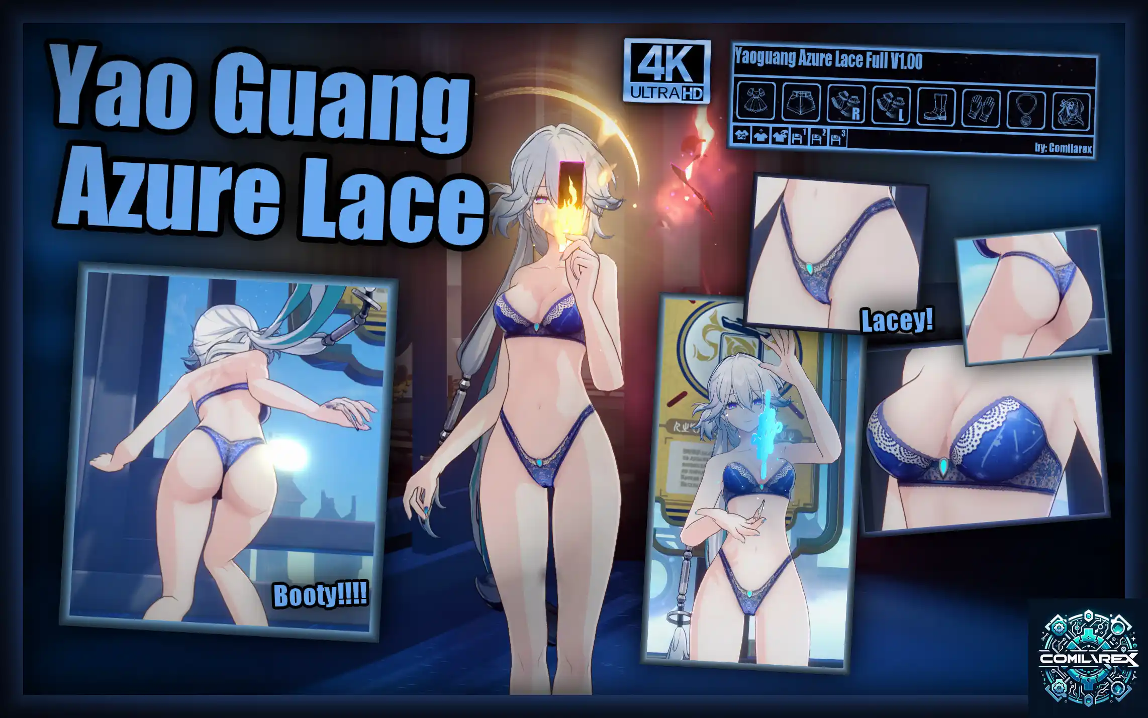 崩壊スターレイル 爻光 mod Yao Guang "Azure Lace" Lingerie 4K + Dressup!