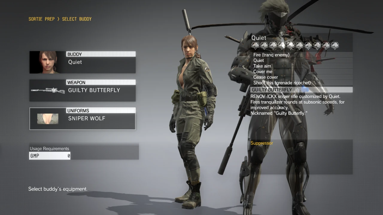 メタルギアソリッドV ファントムペイン Quiet - Brunette Sniper Wolf v1.12 mod