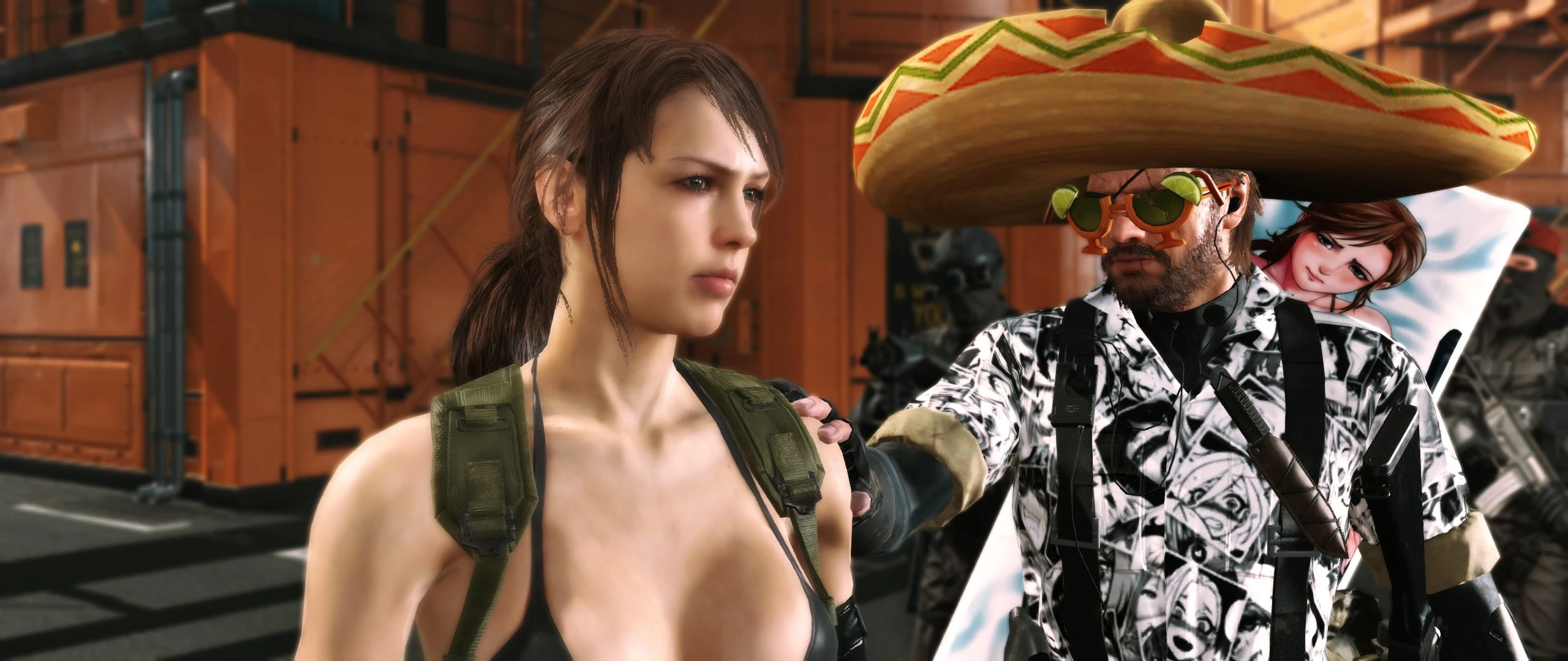 メタルギアソリッドV ファントムペイン Ahegao Camo and Quiet Body Pillow mod