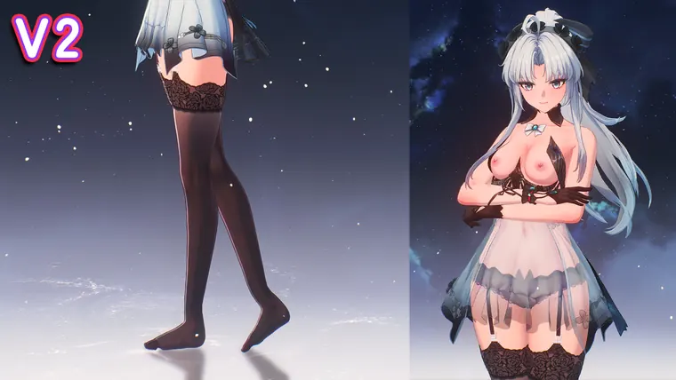 鳴潮 カルロッタ Carlotta V2-珂莱塔黑丝吊带袜-Carlotta-Black silk suspender socks mod
