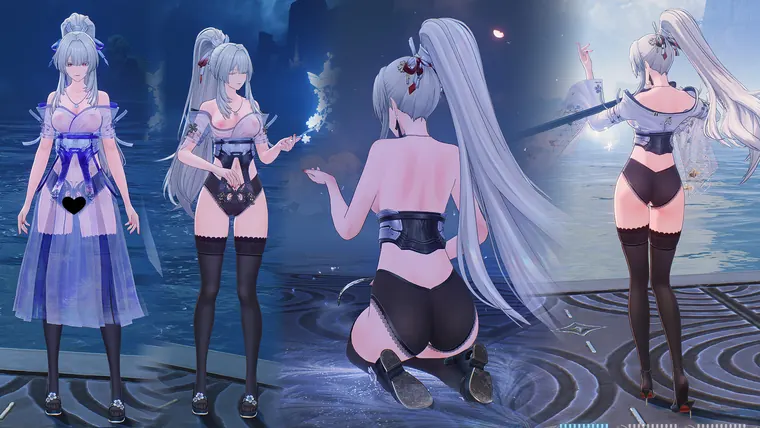 鳴潮 緋雪 Hiyuki 绯雪透明黑丝袜-Hiyuki-transparent clothes black stockings mod