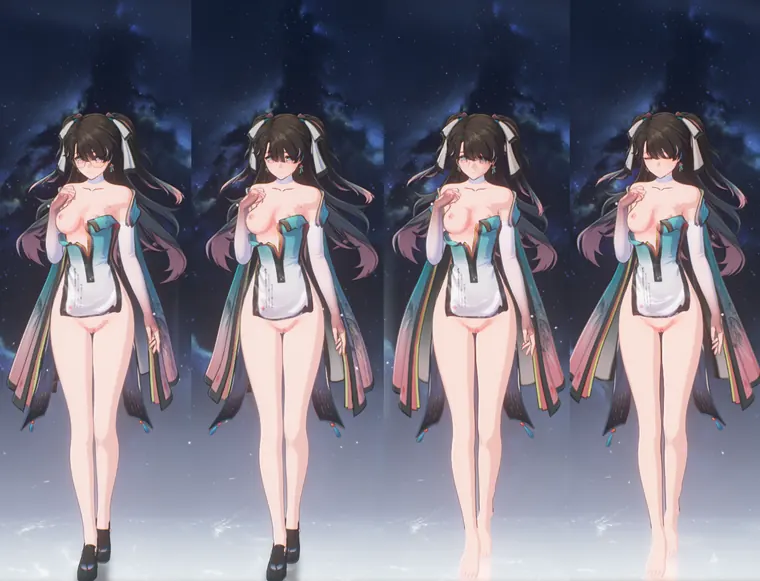 鳴潮 折枝 Zhezhi Zhezhi - Half nude barefoot (Toggle H) mod