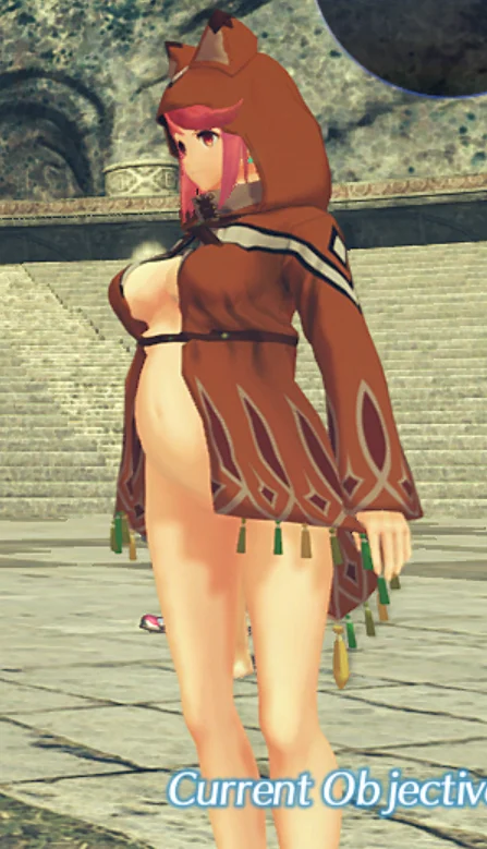 ゼノブレイド2 ホムラの変装衣装を部分ヌード・妊娠体型に変更 mod