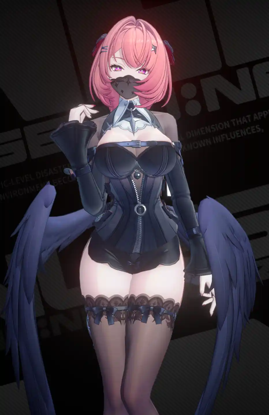 レミエール Remielle no skirt + wings toggle, white & black mod